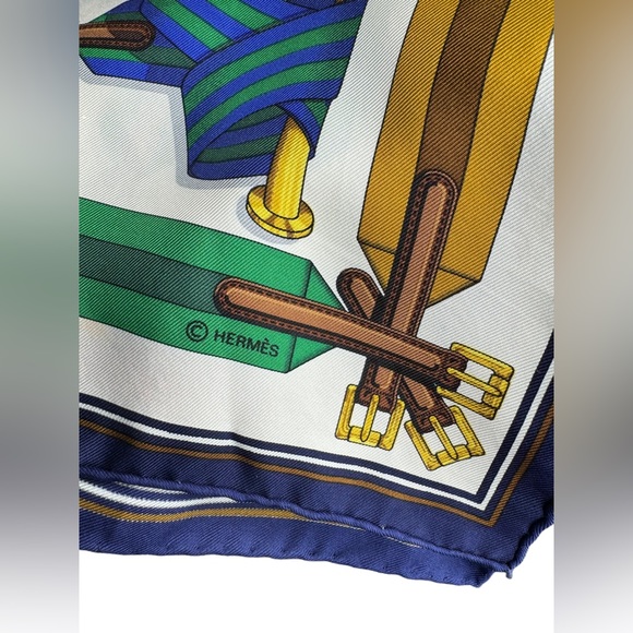 Hermès Carré Joachim Metz Les Sangles Handkerchief/Scarf - Picture 2 of 8